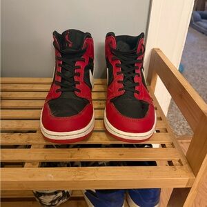 Jordan Kids Red and Black High-Top Sneakers